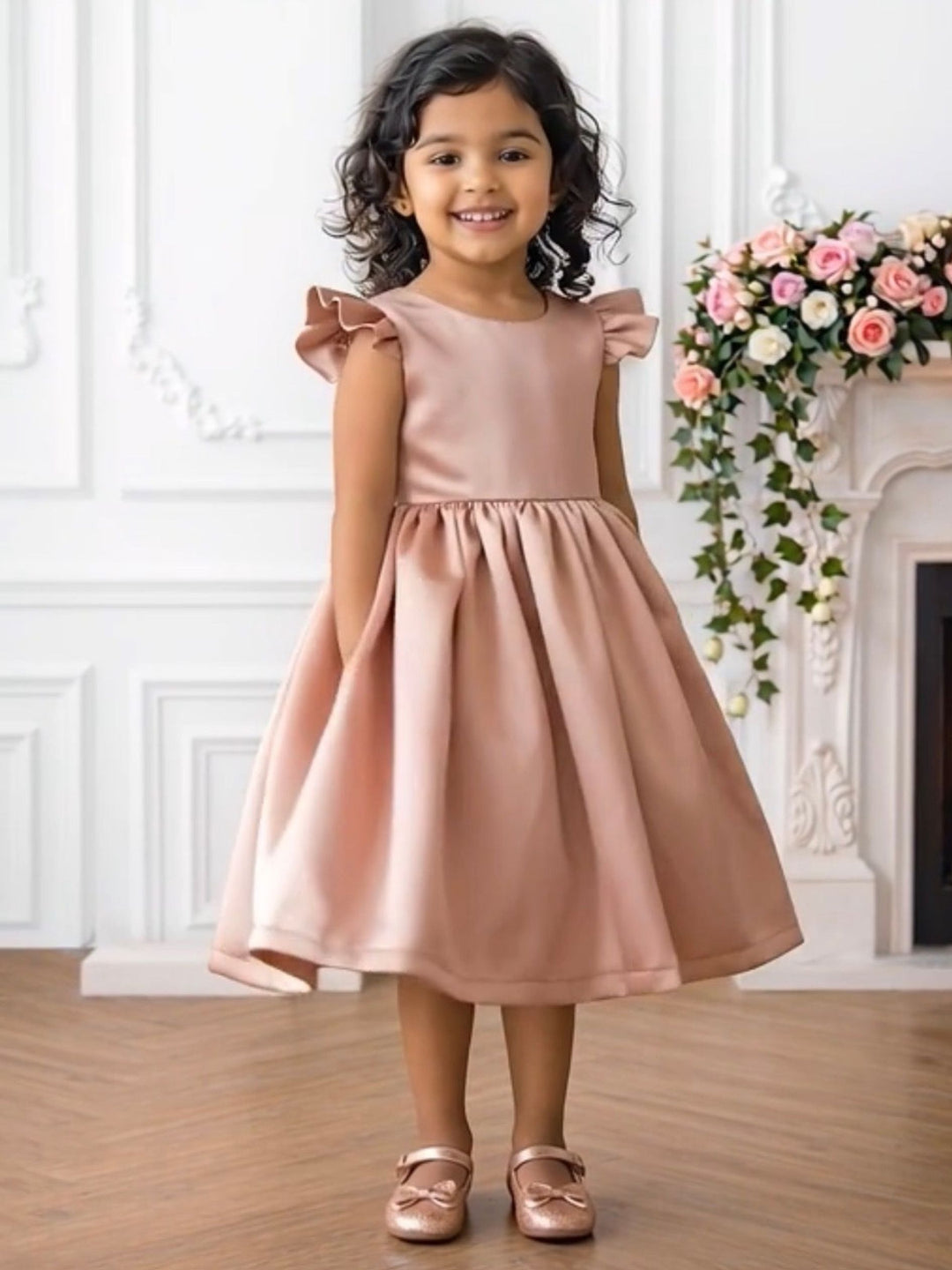 rose gold toddler dress Bridesmaid For Girls Dresses Baby Kids Short Sleeve Solid Sequin Party Bridesmaid rose gold dress for baby girl
