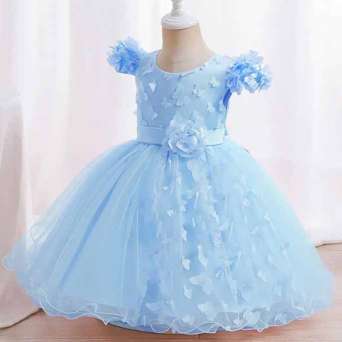 Butterfly Baby Dress: Blue
