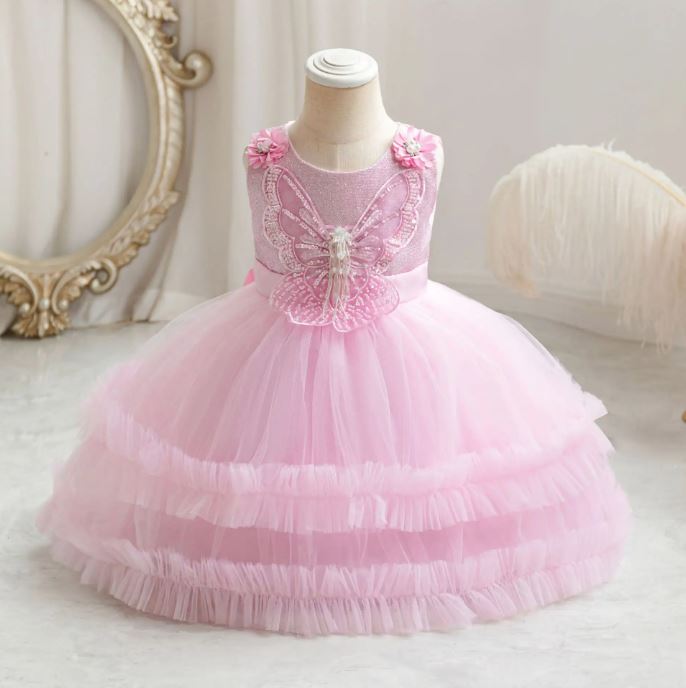 Butterfly Baby Dress: Pink