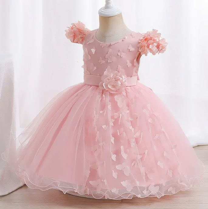 Butterfly Baby Dress: Lt Peach