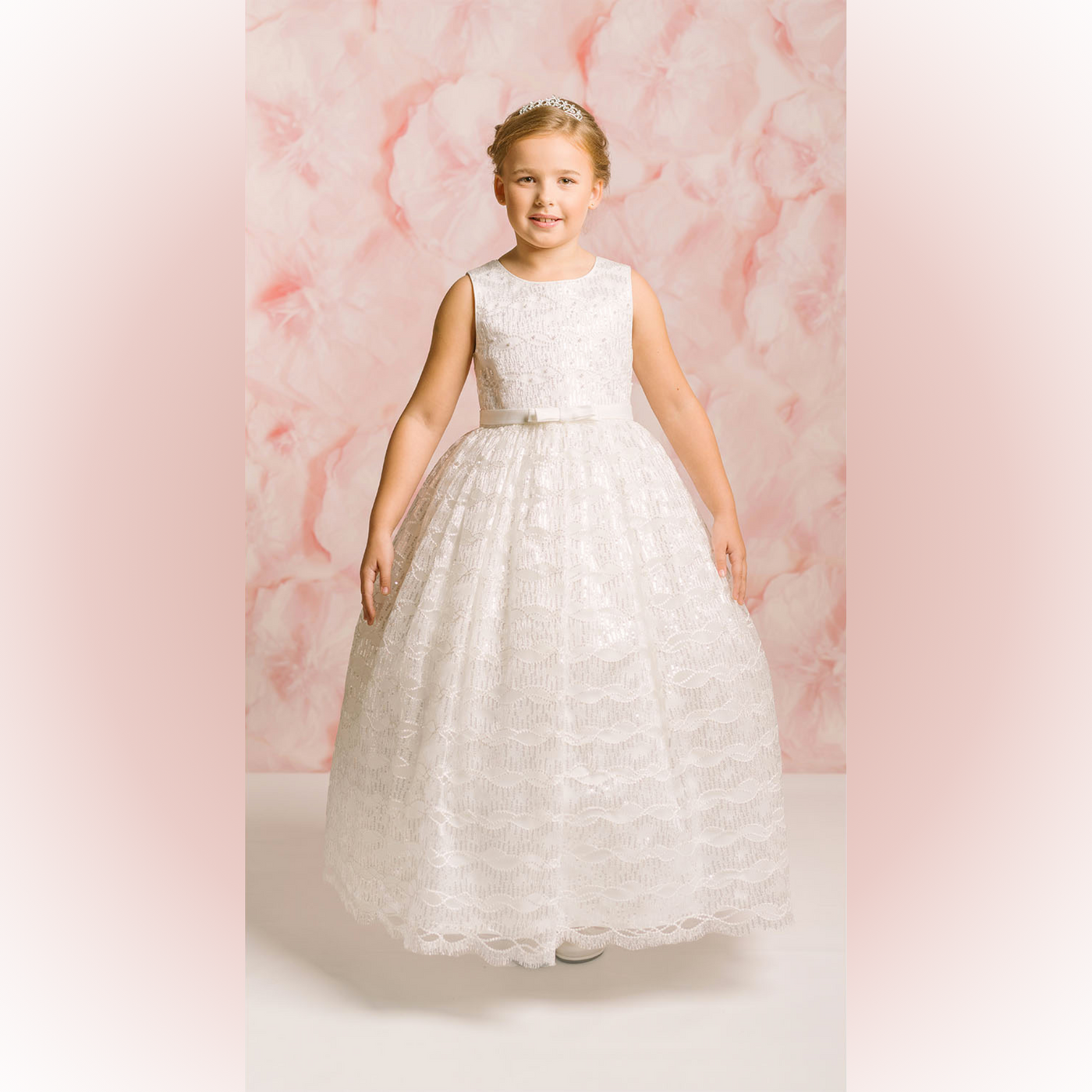 Dahlia Floor Length Sparkly Gown: WARM WHITE