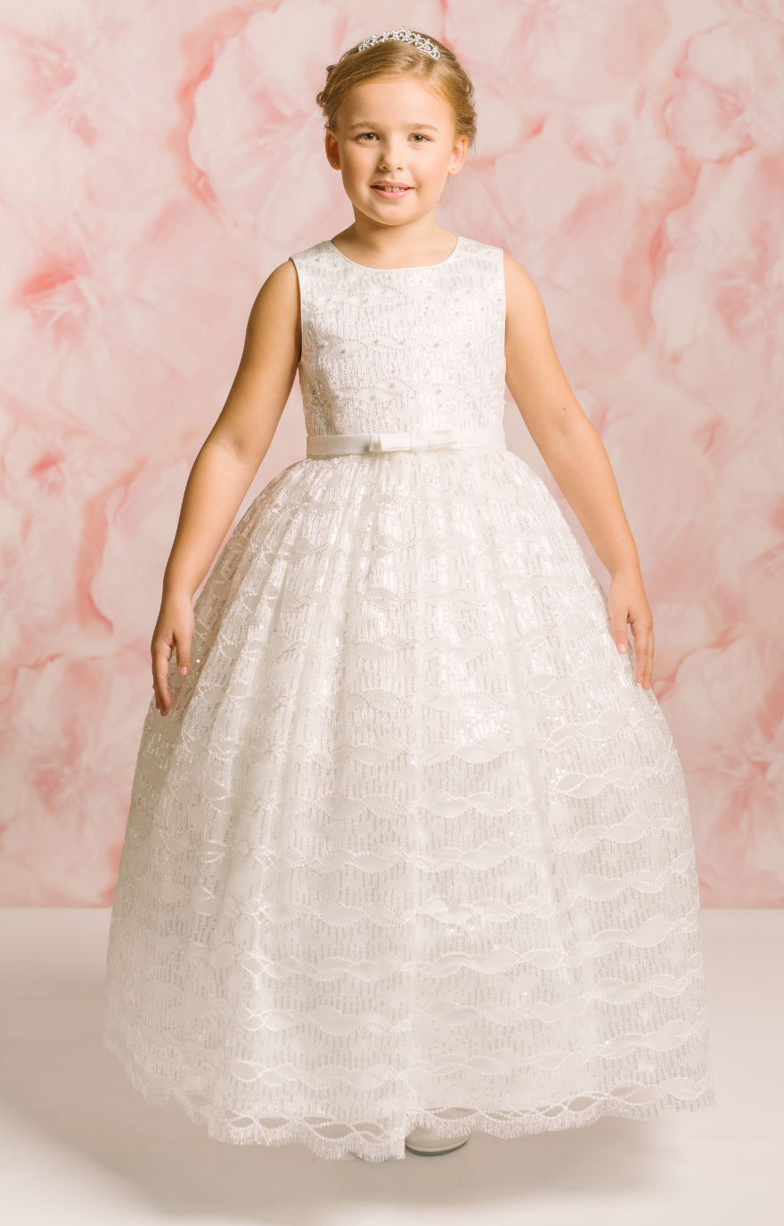 Dahlia Floor Length Sparkly Gown: WARM WHITE