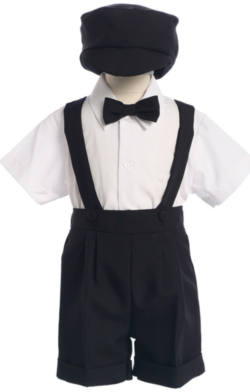 Jason Suspender Bowtie Short Set: BLACK