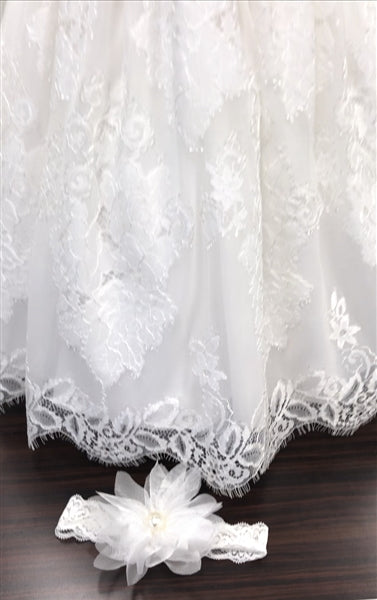 Lily Lace Baby Baptism Gown: OFF WHITE
