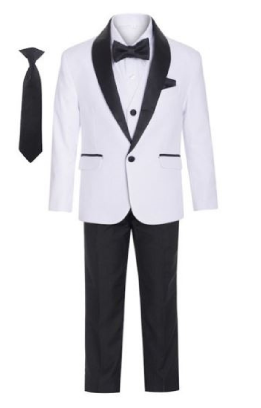 George 5 Piece Tuxedo: WHITE/BLACK