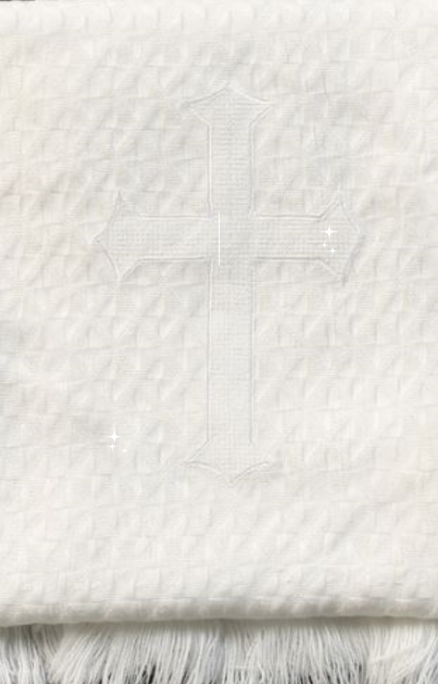B22 Baptism Blanket: WHITE