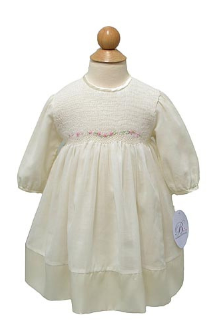Smocked Baby Dress: IVORY