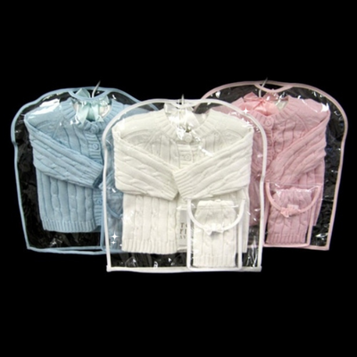 Knit Baby Sweater with hat: BLUE