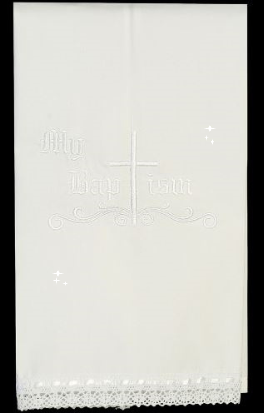 B106 Small Baptism Towel: WHITE