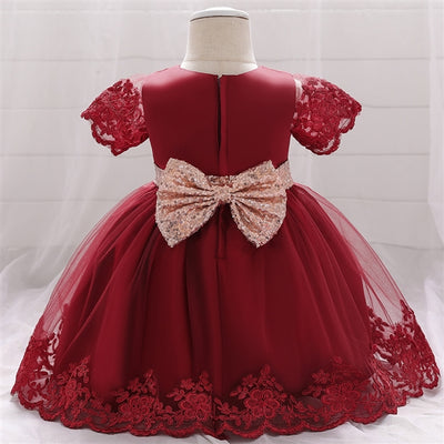 Aurora Baby Dress: BURGUNDY