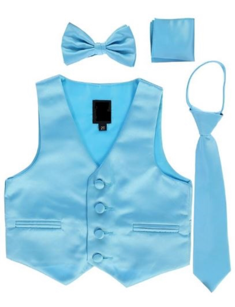 Satin 4pc Vest Set: AQUA