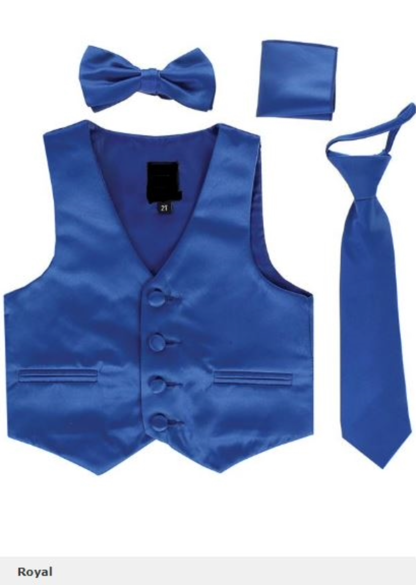 Satin 4pc Vest Set: ROYAL BLUE
