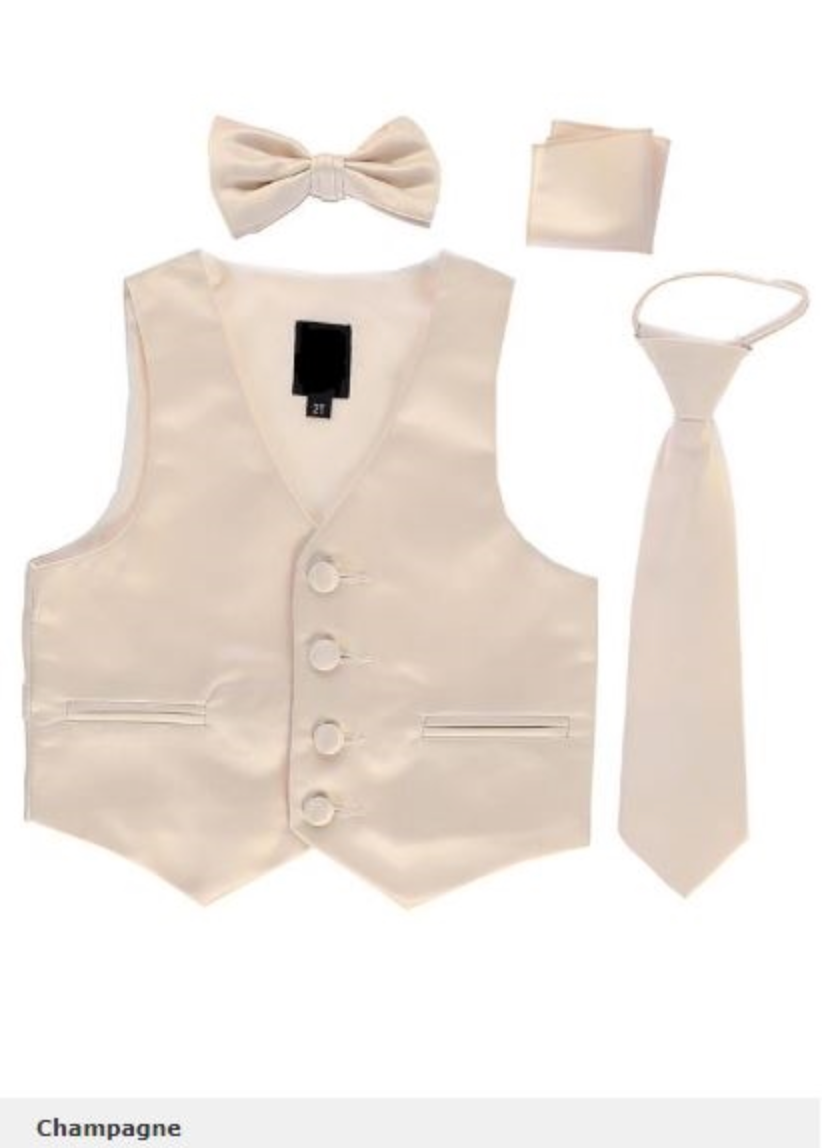 Satin Vest | Tie | Bow Tie: CHAMPAGNE
