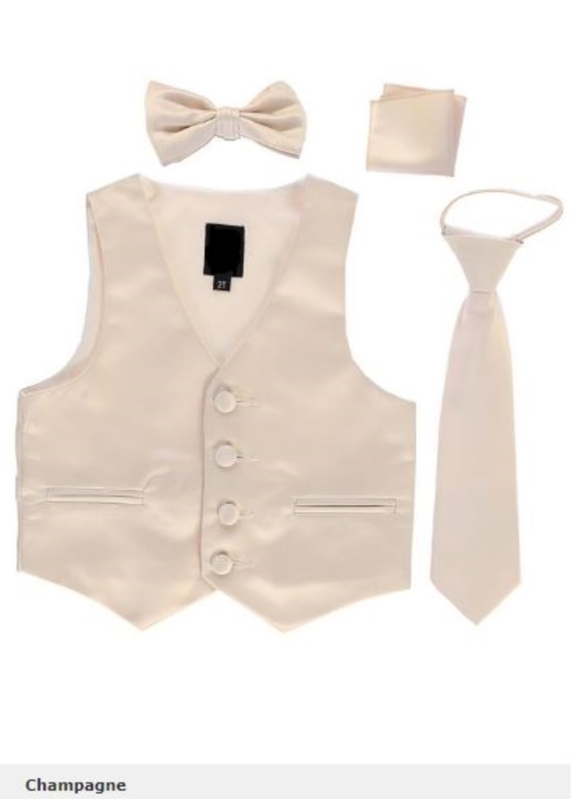 Satin 4pc Vest Set: CHAMPAGNE