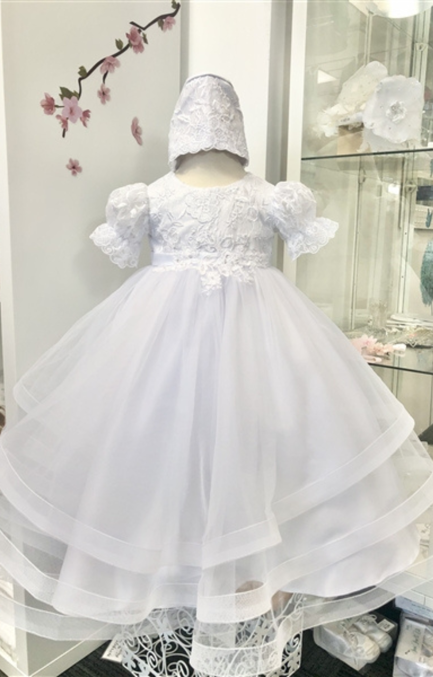 Savannah Baptism Gown: WHITE