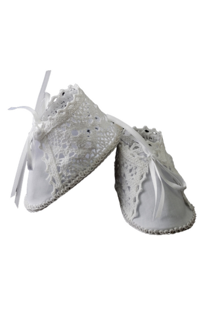 Crochet Baptism Booties: WHITE