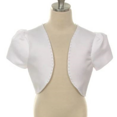 Satin Bolero with Pearl Outline: WHITE