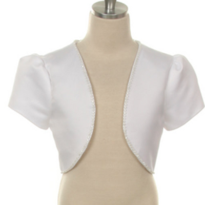 Satin Bolero with Crystals: WHITE