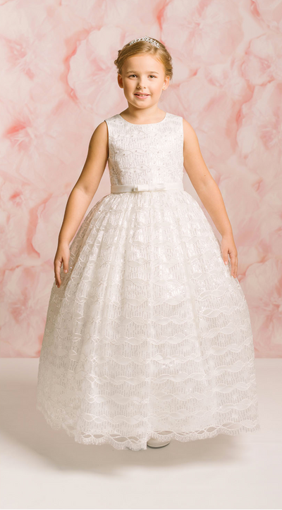 Dahlia Floor Length Sparkly Gown: WARM WHITE