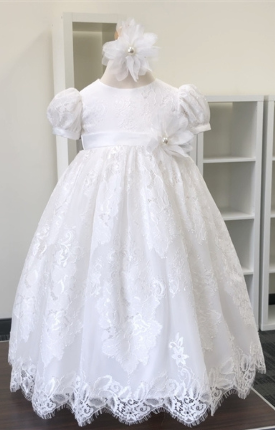 Lily Lace Baby Baptism Gown: OFF WHITE