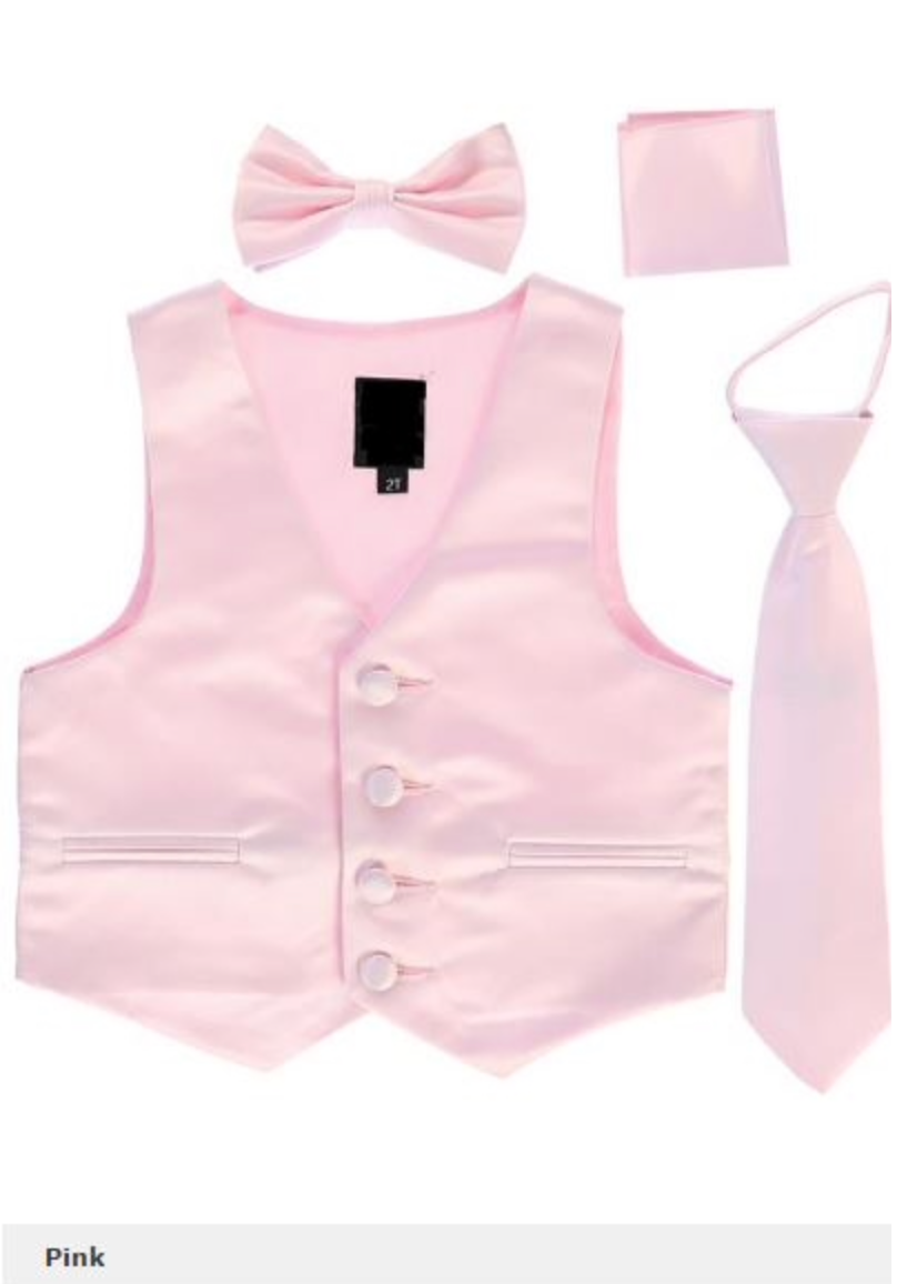 Satin 4pc Vest Set: PINK