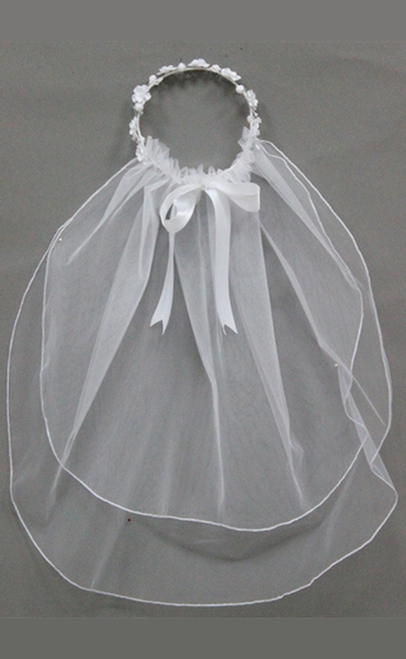 Flower Crown with Veil One Size: WHITE