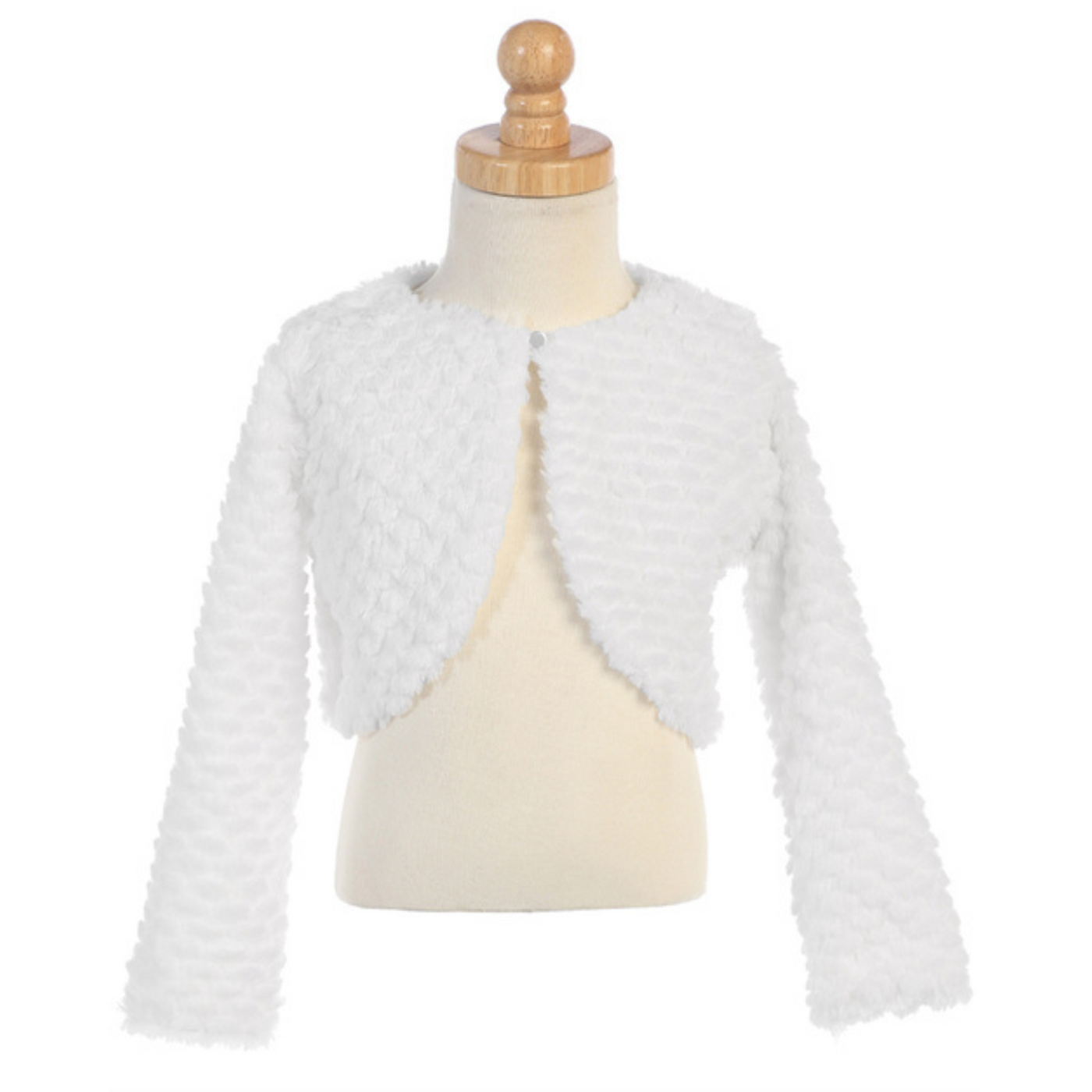 Faux Fur Bolero Jacket: WHITE