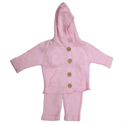 Cotton Baby Sweater Set: Pink
