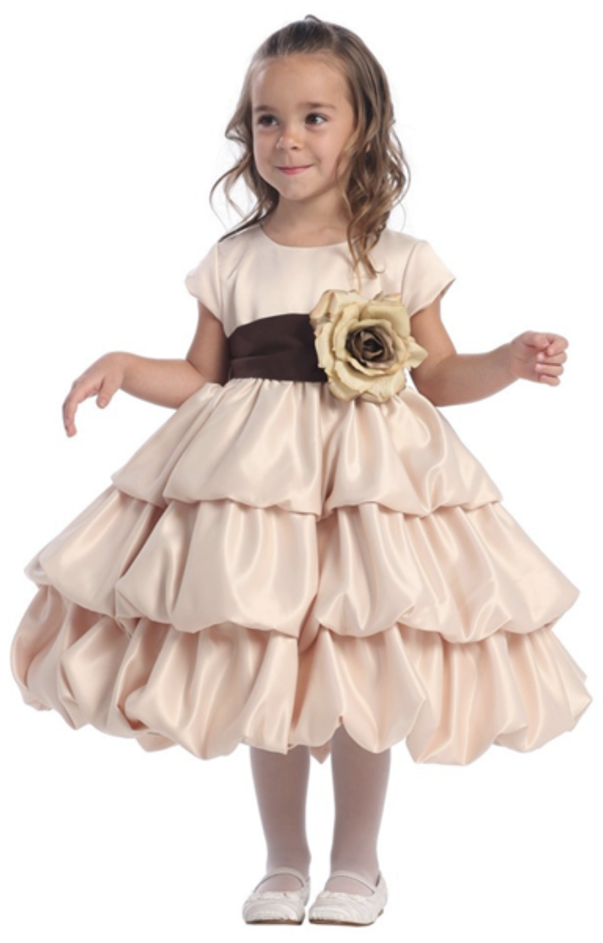 Peyton Satin Bubble Dress: CHAMPAGNE