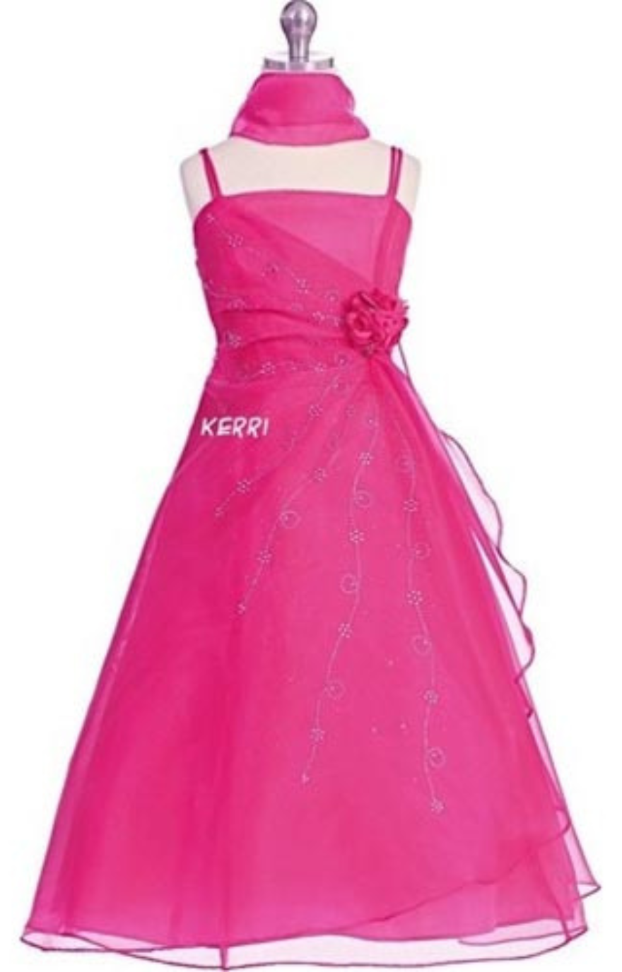 Kerri Organza Long Dress: Fuchsia