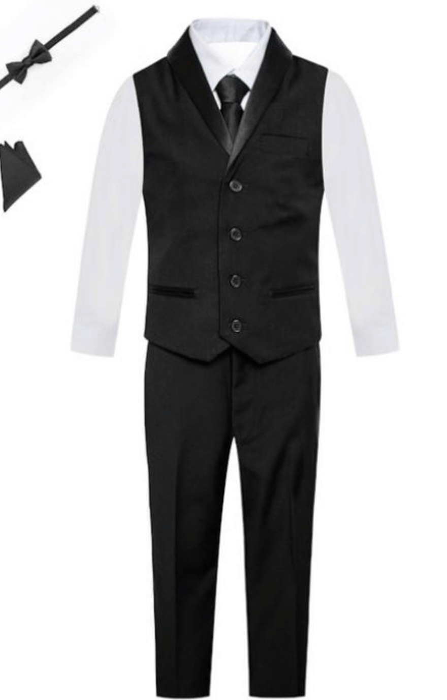 Owen Slim 6pc Tux Vest Set: BLACK