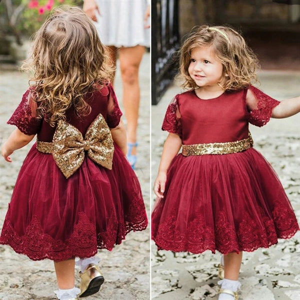 Aurora Baby Dress: BURGUNDY